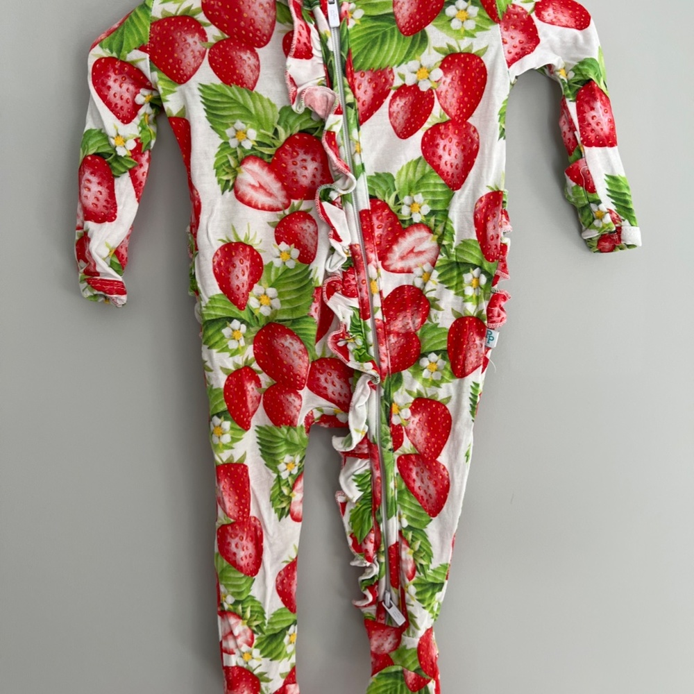 Posh Peanut Strawberry Newborn Footie - Picture 2 of 5